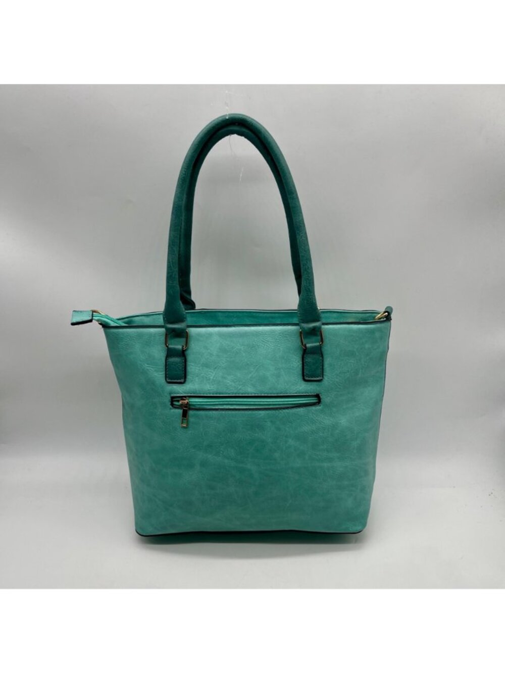 Aqua Blue Faux Leather Satchel Bag - Picture 2 of 11